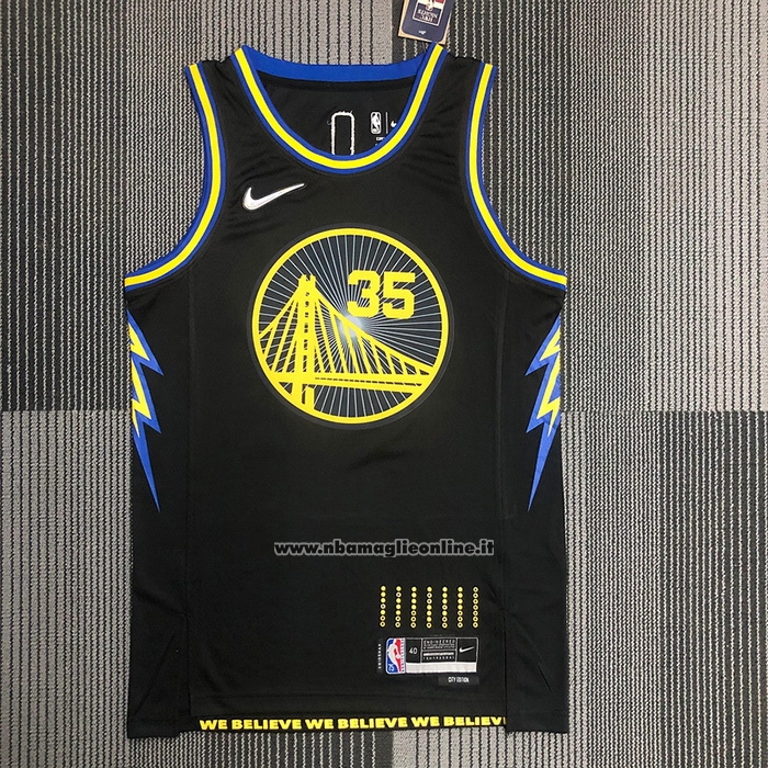 Maglia Golden State Warriors Kevin Durant #35 Citta 2021-22 Nero